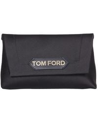 Tom Ford Mini Satin Chain Bag With Logo - Black