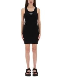 Moschino - Ribbed Tank Dress With Logo Detail - Lyst