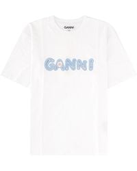 Ganni - T-Shirt Con Logo - Lyst