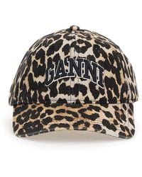 Ganni - Leopard Print Cap - Lyst