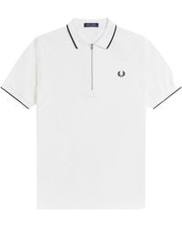 Fred Perry - Polo Con Zip E Logo - Lyst