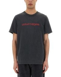 Courreges - Logo Print T-Shirt With Vintage Aesthetic - Lyst
