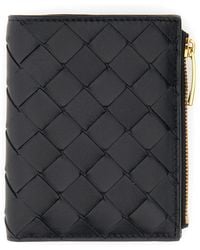 Bottega Veneta - Leather Bi-fold Wallet With Zipper Small - Lyst