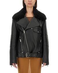 Saint Laurent - Biker Leather Jacket With Removable Collar - Lyst