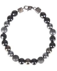 Northskull Bracelet With Multicolored Gems And Beads With Arrow - Black