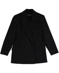 Max Mara - Double-Breasted Jacket With Rhinestone Details Virgin Wool - Lyst