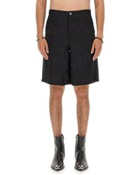 McQueen - Logo Patterned Satin Shorts - Lyst