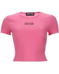 Versace Jeans Couture - T-Shirt Crop Con Logo - Lyst