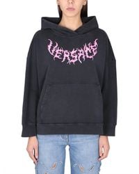 Versace - Logo-Print Hooded Sweatshirt For - Lyst