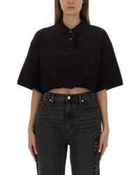 Alexander Wang - Cropped Polo With Drawstring Hem - Lyst