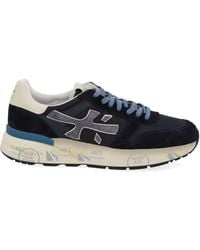 Premiata - Dark Base Sneakers With Light Laces And Cream Heel Accent - Lyst