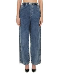 Moschino - Wide-Leg Denim Trousers With High Waist - Lyst