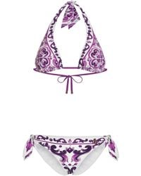 Dolce & Gabbana Majolica- Padded Triangle Bikini in Metallic