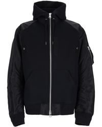 Sacai - Felpa Con Cappuccio E Zip - Lyst