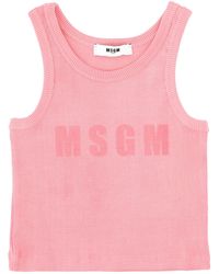 MSGM - Tank Top Con Logo - Lyst