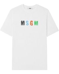 MSGM - T-Shirt Con Stampa Logo - Lyst