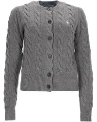 Polo Ralph Lauren - Cardigan A Trecce Con Logo - Lyst