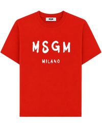 MSGM - T-Shirt A Manica Corta Con Stampa Logo - Lyst