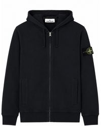 Stone Island - Felpa Con Patch Logo E Zip - Lyst