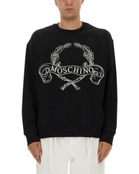 Moschino - Sweatshirt With Laurel Crown Logo Embroidery - Lyst