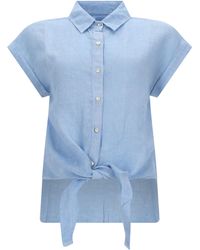 120% Lino - Camicia Con Nodo - Lyst