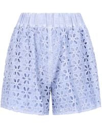 120% Lino - Shorts Con Motivo Traforato - Lyst
