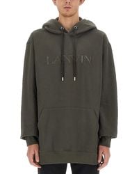 Lanvin - Relaxed Fit Oversized Sweatshirt With Embossed Logo - Lyst