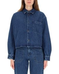 A.P.C. - Cropped Boxy Denim Jacket - Lyst
