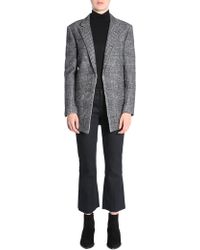 Saint Laurent GIACCA TAGLIO LUNGO CON DISEGNO FANTASIA PRINCIPE DI GALLES - Nero