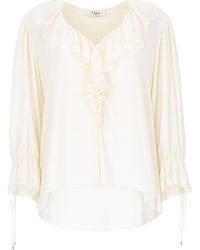 Chloé - Top Con Volant E Scollo A V - Lyst