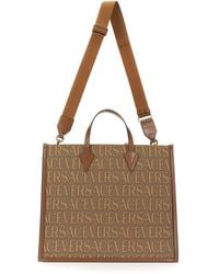 Versace - Borsa Shopper Con Logo Allover - Lyst