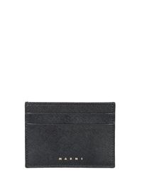 Marni PORTACARTE IN PELLE SAFFIANO CON LOGO - Nero