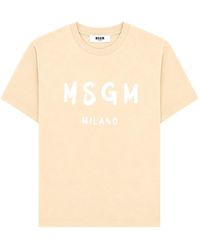 MSGM - T-Shirt A Manica Corta Con Stampa Logo - Lyst