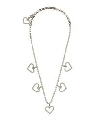 Alessandra Rich - Crystal Necklace With Heart Pendants - Lyst