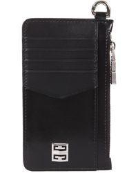 Givenchy Gv3 Leather Card Holder With Zip - Black