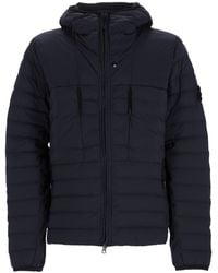 Stone Island - Piumino Con Cappuccio Con Finitura Antigoccia - Lyst
