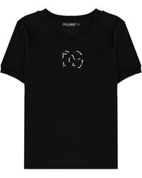 Dolce & Gabbana - Jersey T-Shirt With Crystal Dg Embellishment - Lyst