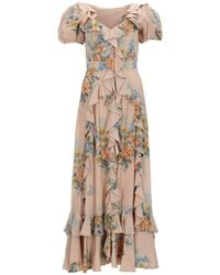 McQueen - Floral Print Ruched Silk Dress - Lyst
