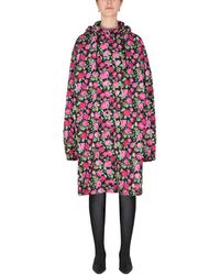 Balenciaga - Floral-Print Hooded Raincoat - Lyst