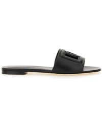 Dolce & Gabbana - Calfskin Slides With Dg Millennials Logo For - Lyst