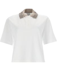 Brunello Cucinelli - Polo Shirt With Dazzling Collar - Lyst