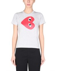 COMME DES GARÇONS PLAY - T-shirt In Cotone Con Stampa Logo - Lyst