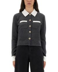 Self-Portrait - Contrast Collar Cardigan - Lyst
