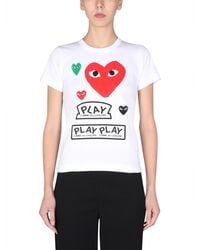 COMME DES GARÇONS PLAY - T-shirt In Cotone Con Patch Logo - Lyst
