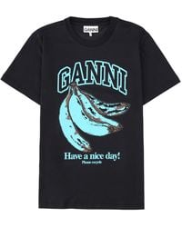 Ganni - T-Shirt Con Stampa Banana - Lyst