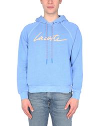 Lacoste Hooded Cotton Sweatshirt With Logo - Blue