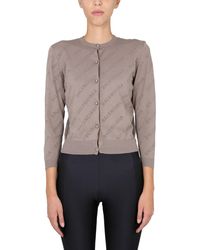 Balenciaga - Allover Logo Cropped Cardigan - Lyst