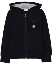 Moncler - Felpa Con Patch Logato Con Zip E Cappuccio - Lyst