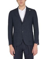 Lardini - Linen Blend Single-breasted Jacket - Lyst