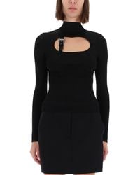 Versace Jeans Couture - Ribbed Top With Buckle - Lyst